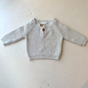 Jamie Kay Baby Grey Sweater with Button Neck
